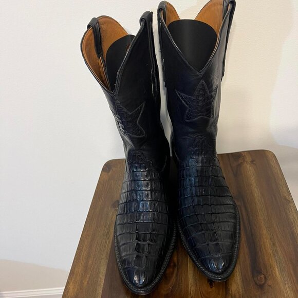 BlackJack Handmade Made in USA Alligator Tail Western Cowboys Black Boots 9 1/2 - Picture 2 of 8